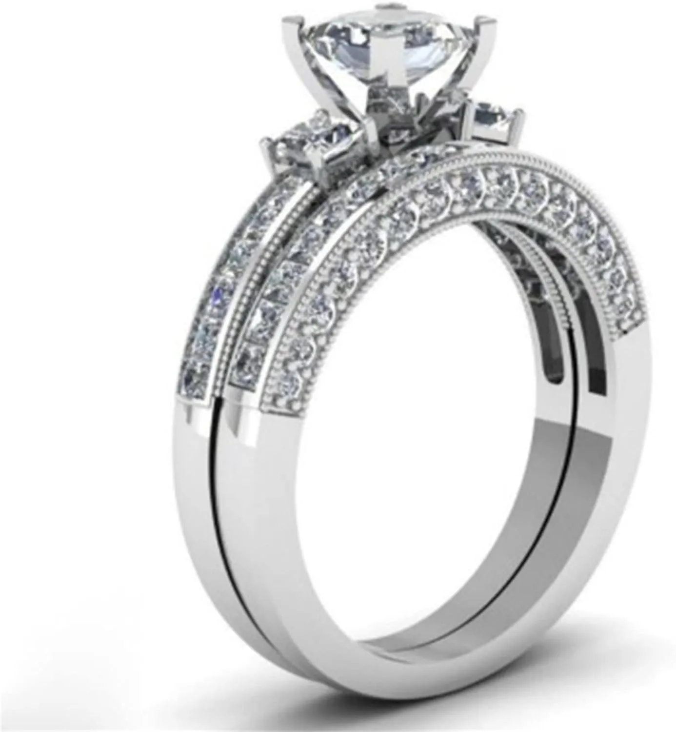 Women's Couple Rings Cubic Zirconia Wedding Band Simulated Diamond Engagement Ring Proposal Ring Lady (Women, 6)