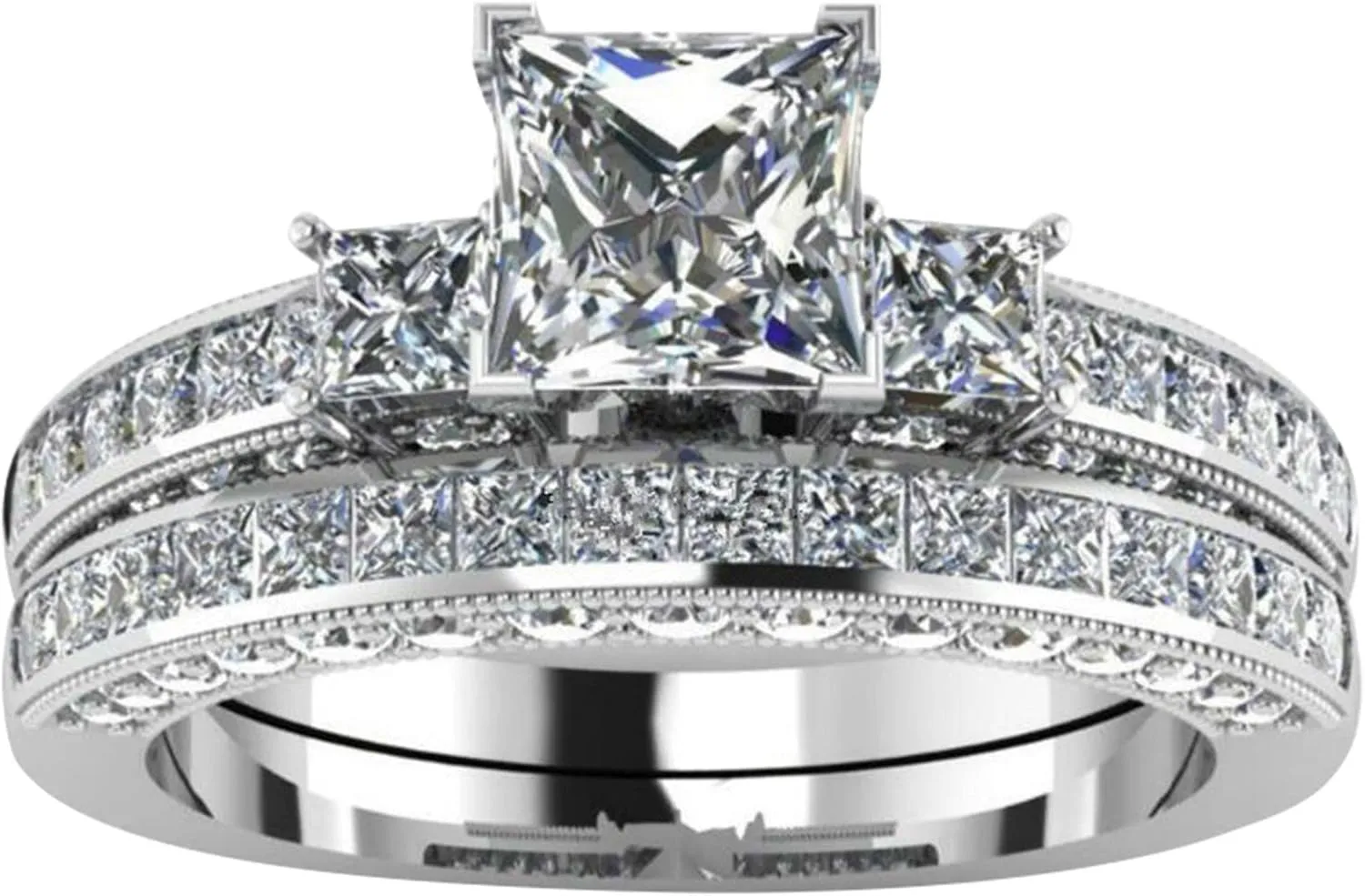 Women's Couple Rings Cubic Zirconia Wedding Band Simulated Diamond Engagement Ring Proposal Ring Lady (Women, 6)