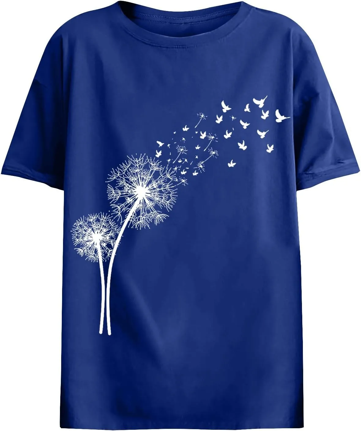 Women's Dandelion Printed Shirt Summer 2025 Short Sleeve Casual Shirts Cute Fit Summer Casual Tee Tops