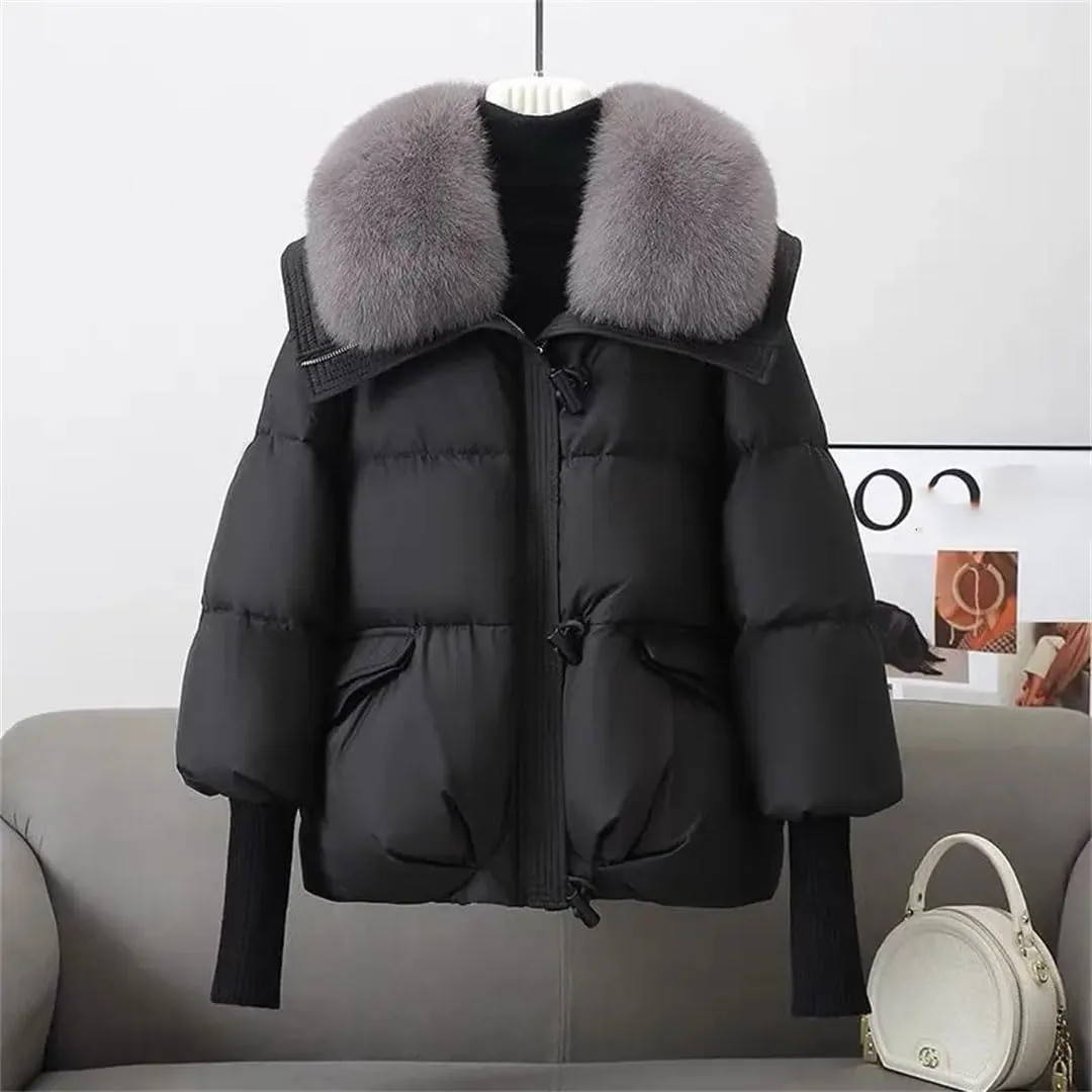 Women's Down Cotton Jacket Korean Cotton-Padded Thicken Warm Parkas Short Coat