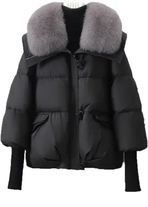 Women's Down Cotton Jacket Korean Cotton-Padded Thicken Warm Parkas Short Coat