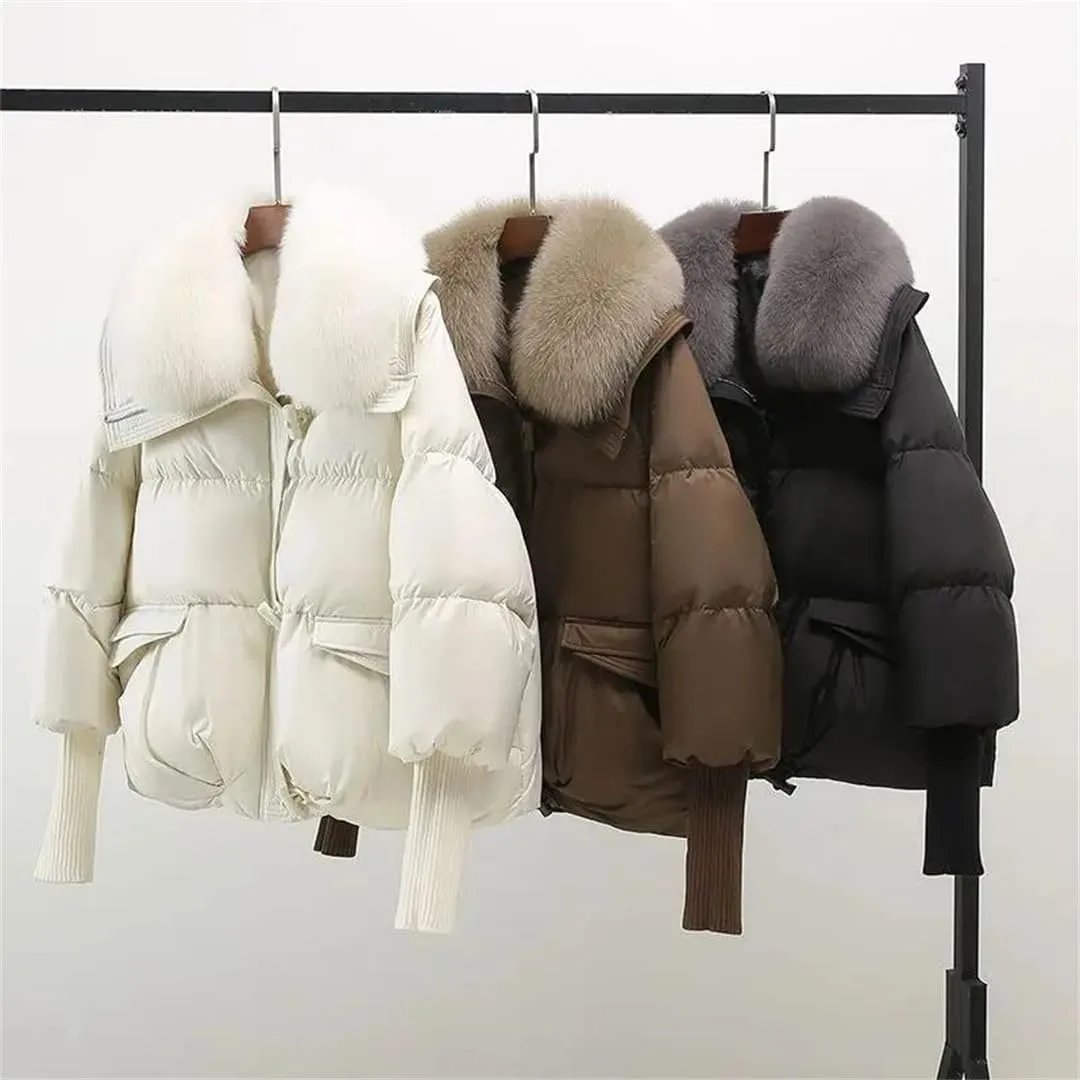 Women's Down Cotton Jacket Korean Cotton-Padded Thicken Warm Parkas Short Coat