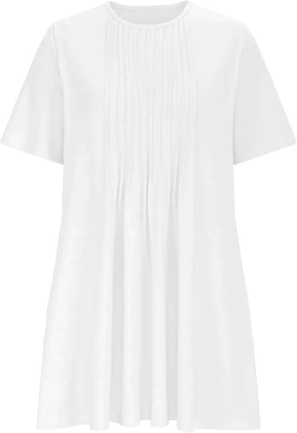 Womens Dresses Casual Loose Fit Short Sleeve Pleated Mini Dress Summer A-Line Flowy Beach Vacation Dress with Pockets