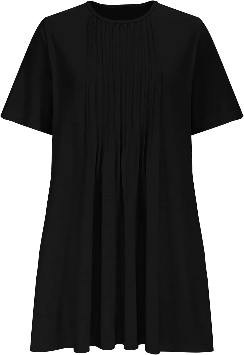 Womens Dresses Casual Loose Fit Short Sleeve Pleated Mini Dress Summer A-Line Flowy Beach Vacation Dress with Pockets