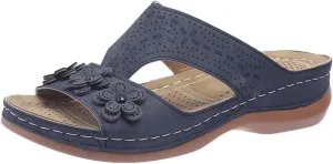 Women's Orthopedic Slippers Wedge Sandals for Women 2025 Summer Arch Support Hollow Breathable Holes Flowers Sandals Fish Mouth Open Toe Slippers Beach Casual Walking Shoes