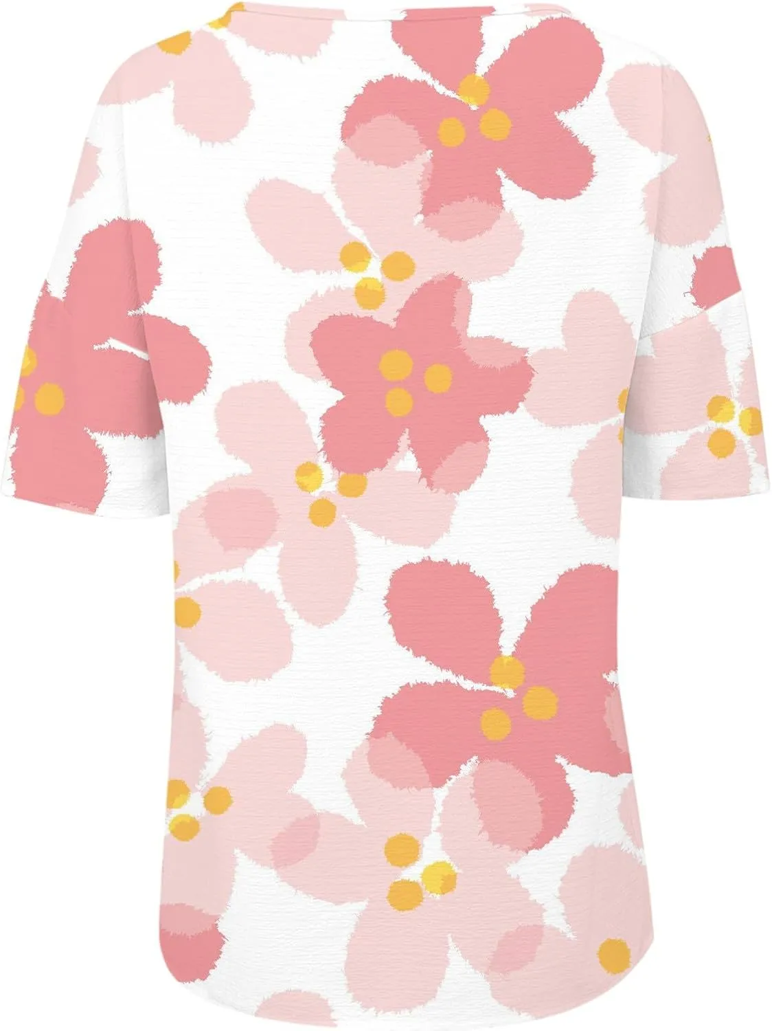 Womens Peasant Boho Tunic Tops 2025 3/4 Sleeve Floral Print Casual Loose Fit Pleated Summer Flowy Babydoll Blouses