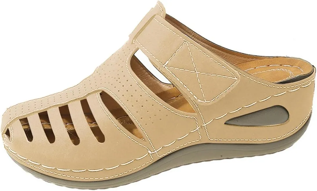 Women's Platform Slippers Sandals for Women Summer Comfortable Lightweight Wedge Sandals Solid Round Head Closed Toe Hollow Out Breathable Slip-on Casual Shoes