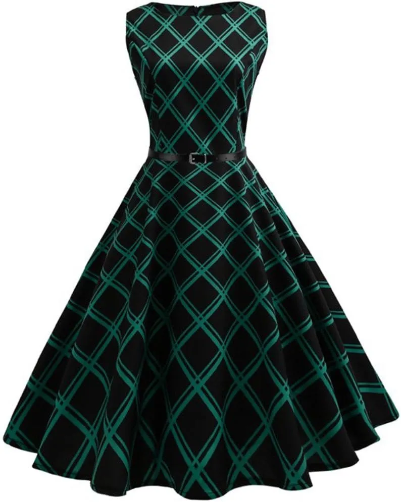 Womens Plus Size Midi Dresses Casual Vintage Knee Length Empire Waist Dress Sleeveless Halloween Party Gown Dresses