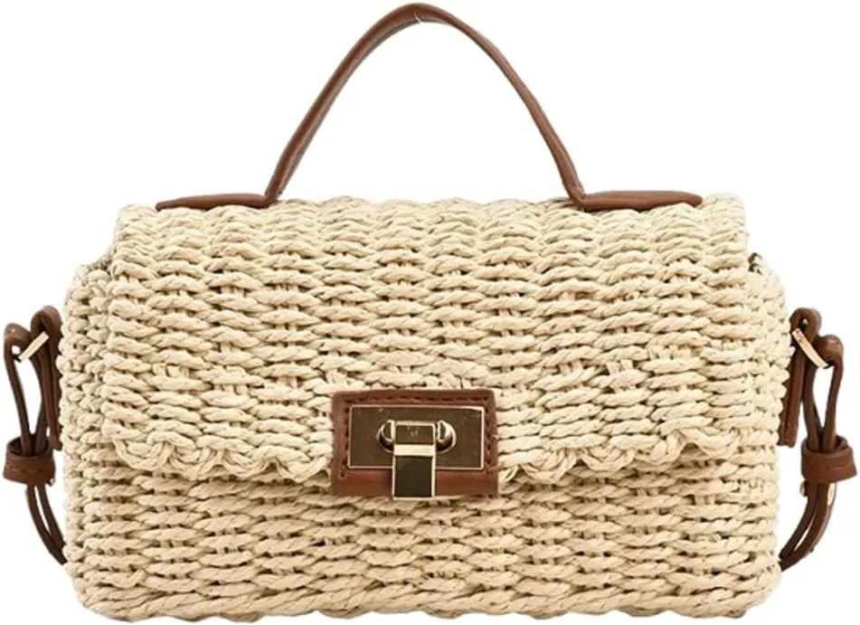 Womens Shoulder Handbag Summer Beach Straw Hobo Crossbody Bag 2025 Trendy Woven Top Handle Bag for Vacation