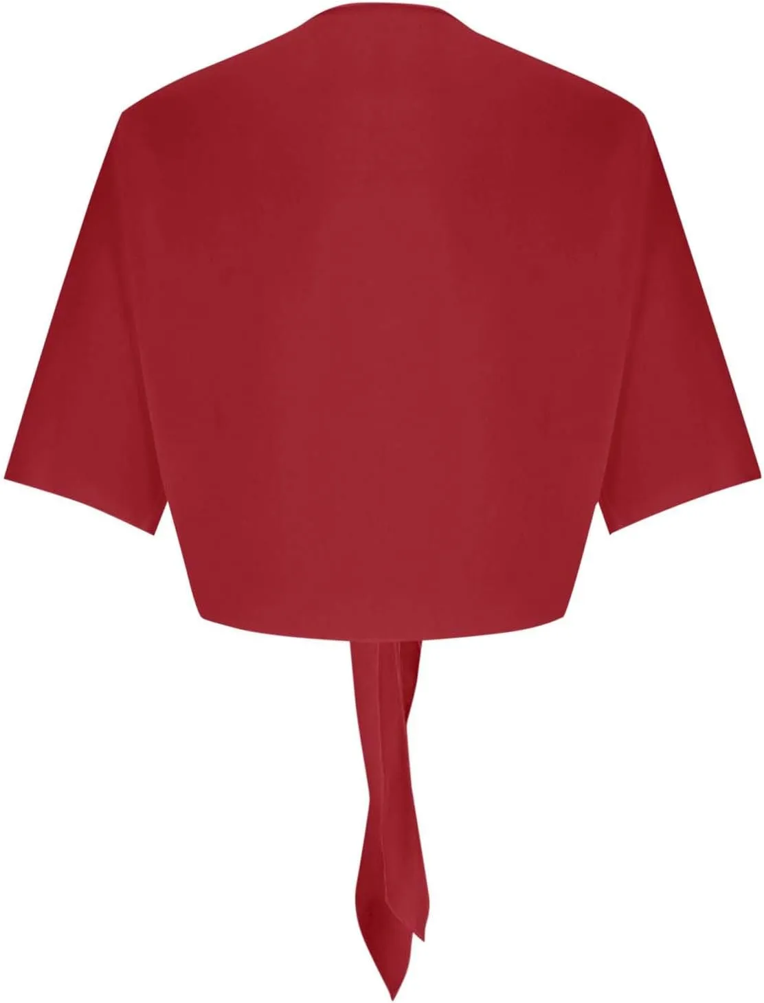 Women's Tie Front Knot Short Sleeeve Crop Tops Blouse Lightweight Chiffon Bolero Shrugs Summer Sheer Shawl Cardigans