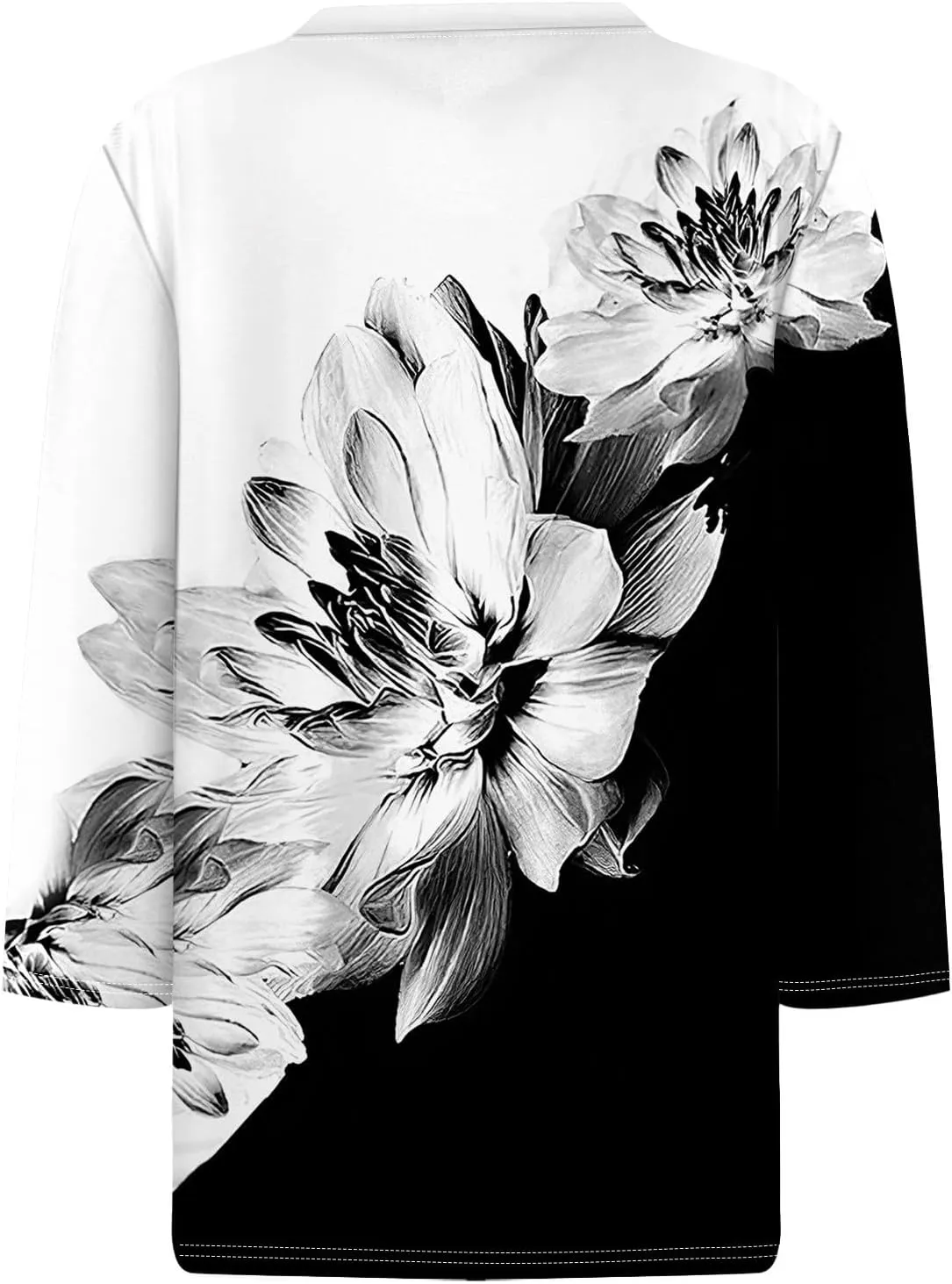 Womens Tops Fashion 3/4 Sleeve Round Neck Shirts Casual Trendy Print Blouses Pleated Front T Shirts