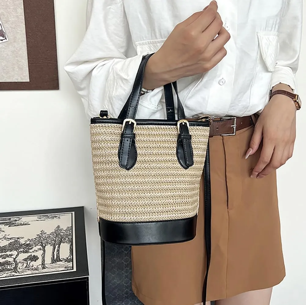 Womens Trendy Straw Bucket Underarm Bag Straw Crossbody Bags For Women Summer Beach Clutch Purse Travel 2025