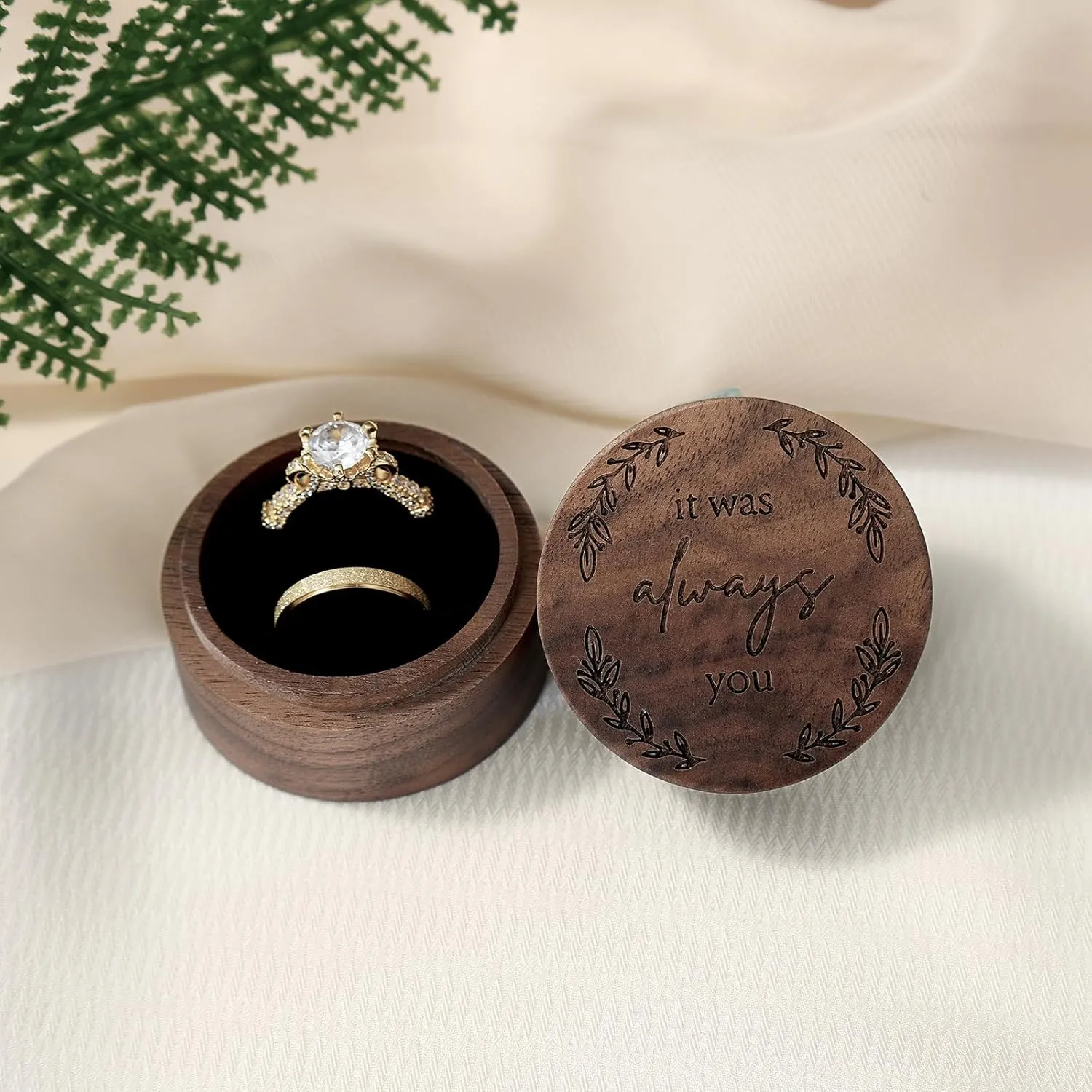 Wooden Ring Box - Handcrafted Ring Boxes and Ring Holder Portable Jewelry Case Premium Gift for Weddings, Engagements, Anniversaries, and Birthdays