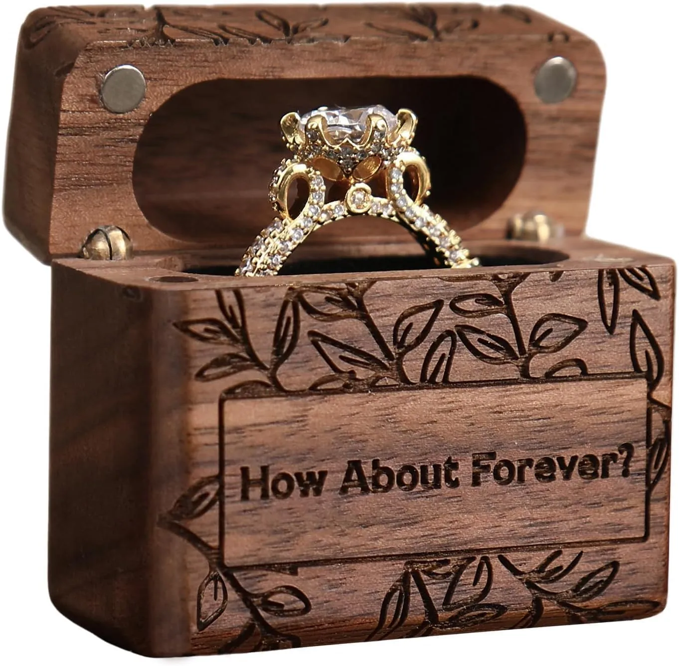 Wooden Ring Box - Handcrafted Ring Boxes and Ring Holder Portable Jewelry Case Premium Gift for Weddings, Engagements, Anniversaries, and Birthdays