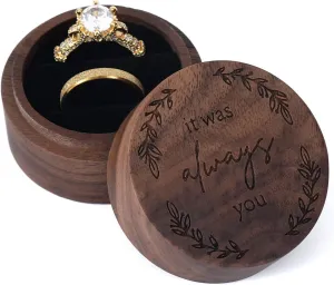 Wooden Ring Box - Handcrafted Ring Boxes and Ring Holder Portable Jewelry Case Premium Gift for Weddings, Engagements, Anniversaries, and Birthdays