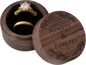 Wooden Ring Box - Handcrafted Ring Boxes and Ring Holder Portable Jewelry Case Premium Gift for Weddings, Engagements, Anniversaries, and Birthdays