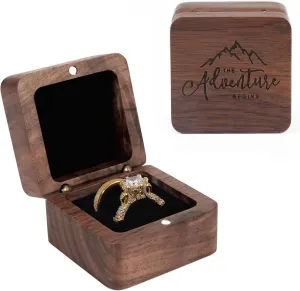 Wooden Ring Box - Handcrafted Ring Boxes and Ring Holder Portable Jewelry Case Premium Gift for Weddings, Engagements, Anniversaries, and Birthdays