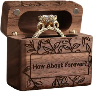Wooden Ring Box - Handcrafted Ring Boxes and Ring Holder Portable Jewelry Case Premium Gift for Weddings, Engagements, Anniversaries, and Birthdays