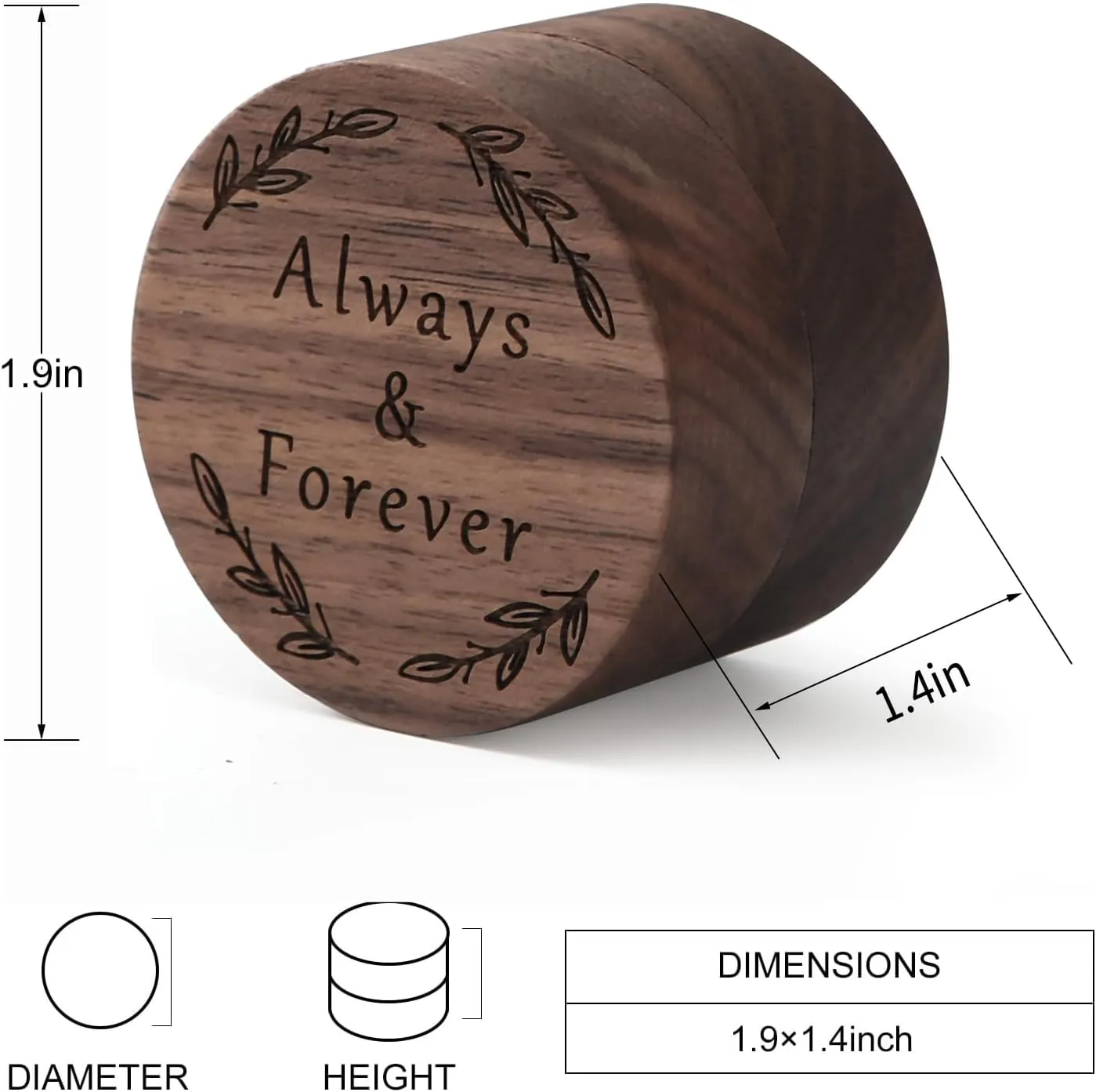 Wooden Ring Box - Handcrafted Ring Boxes and Ring Holder Portable Jewelry Case Premium Gift for Weddings, Engagements, Anniversaries, and Birthdays