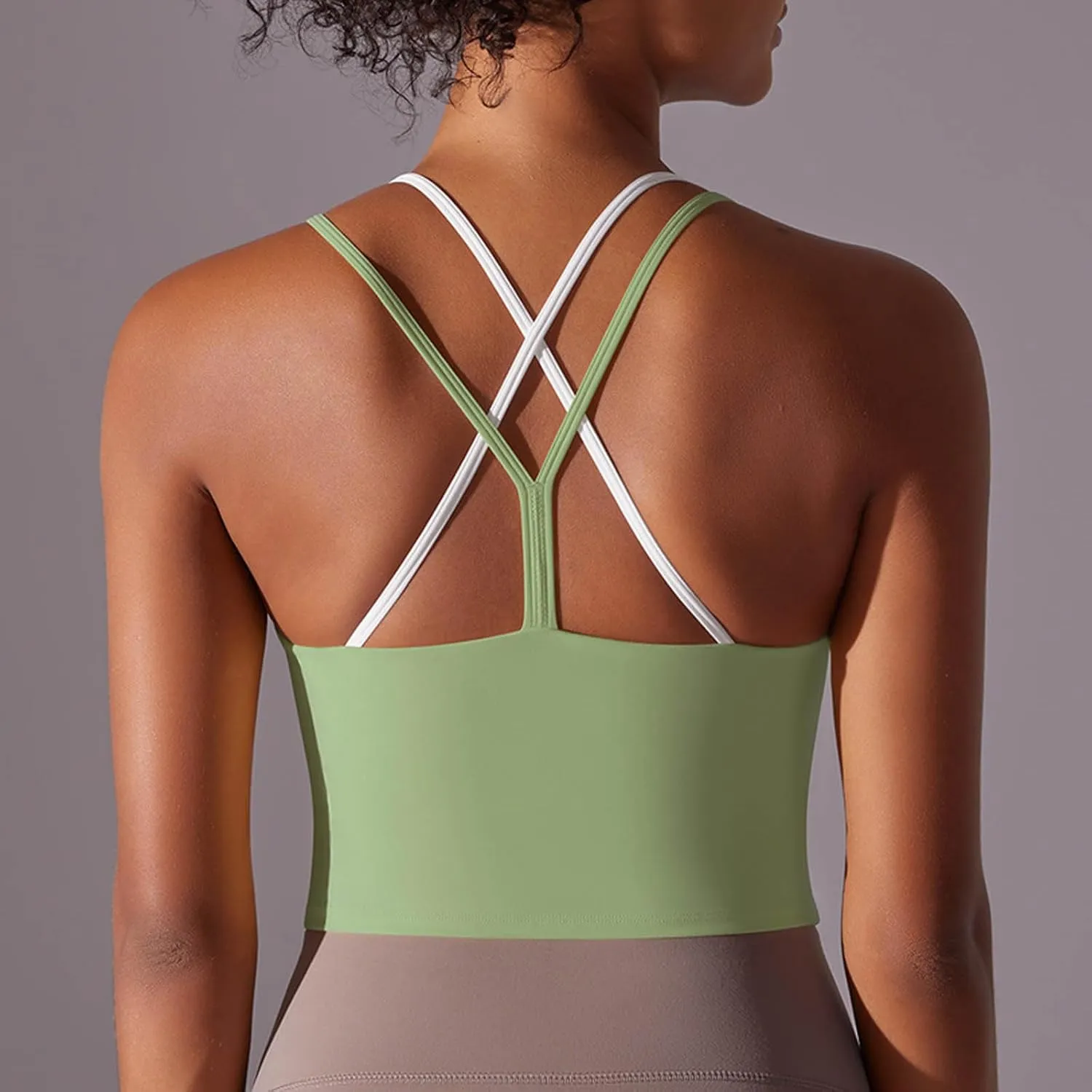 Workout Tops for Women Cropped Spaghetti Straps Sports Tank Tops Cross Beauty Back Sleeveless Yoga Gym Athletic Tops