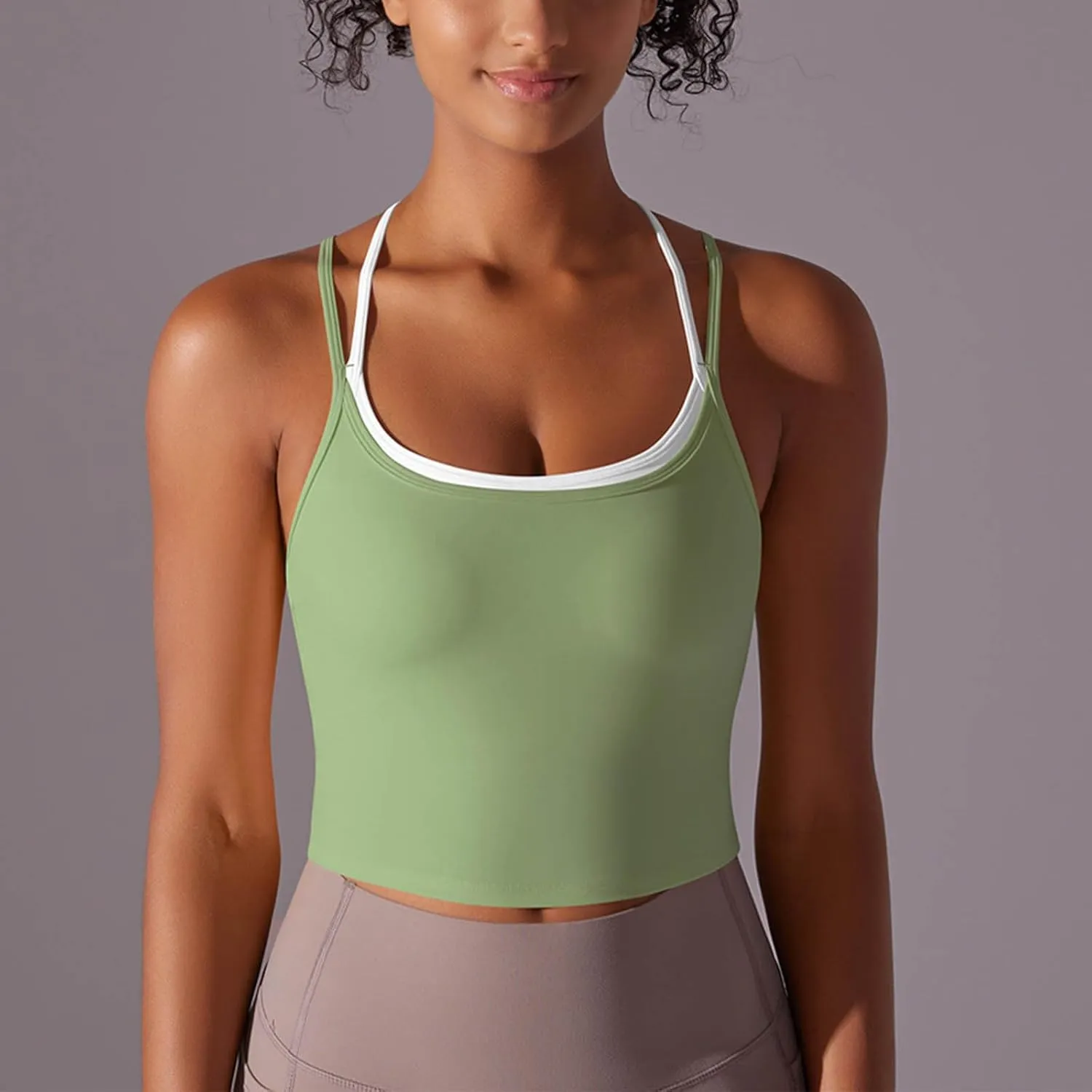 Workout Tops for Women Cropped Spaghetti Straps Sports Tank Tops Cross Beauty Back Sleeveless Yoga Gym Athletic Tops