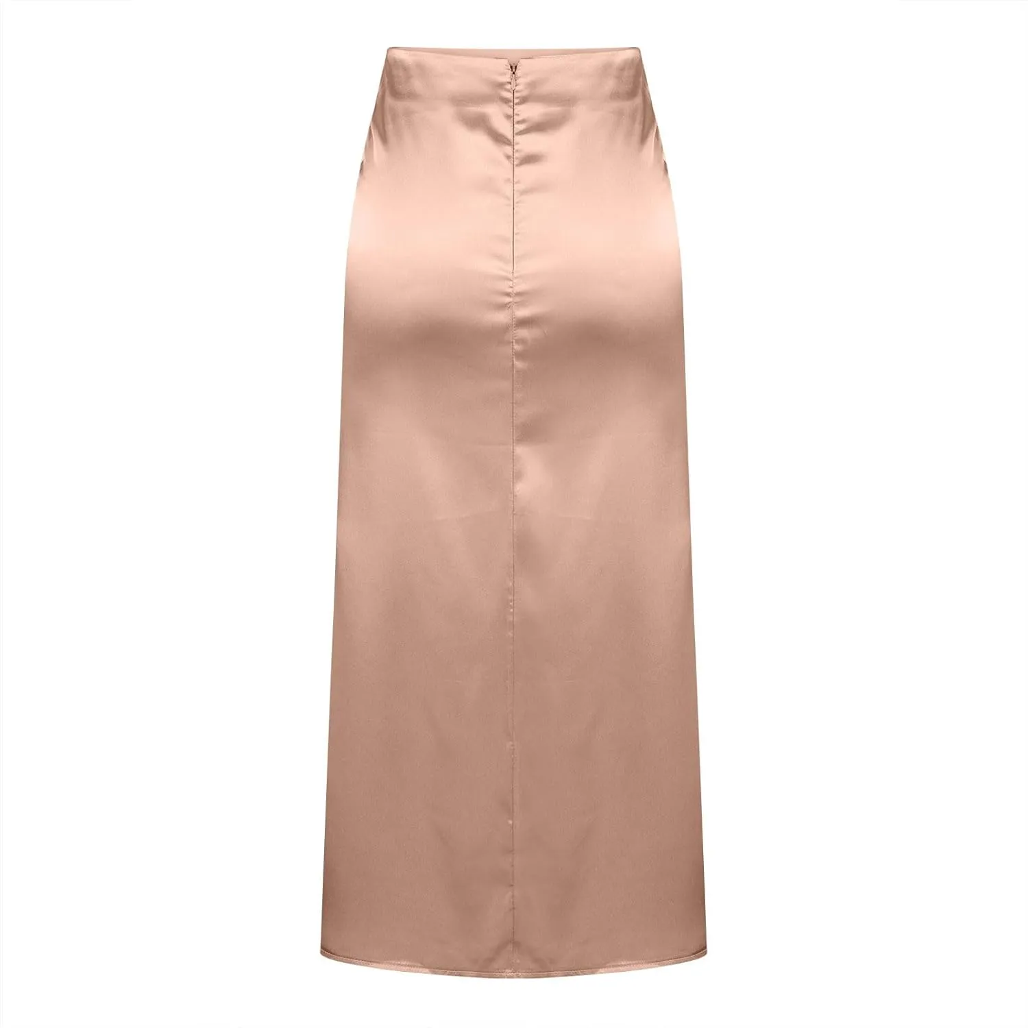 Xiaojmake Satin Skirts for Women Trendy High Waisted Waistband Flared Casual A Line Midi Skirt Zipper Elegant Work Skirts