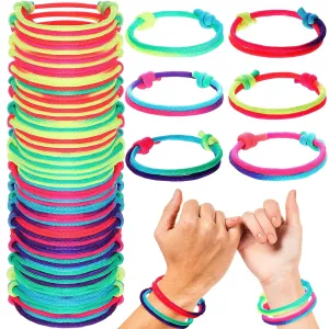 Yinkin 36 Pcs First Day of School Bracelets Back to School Gifts Friendship Bracelet Mommy and Me Bracelets Mother Son Daughter Bracelet Neon Adjustable Woven Rope Paracord for Kids Girls Boys
