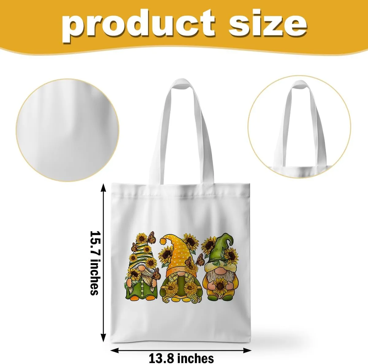 ZHAMEN Gnomes Gifts for Women - Funny Thanksgiving Pumpkin Christmas Halloween Sunflower Tote Bag