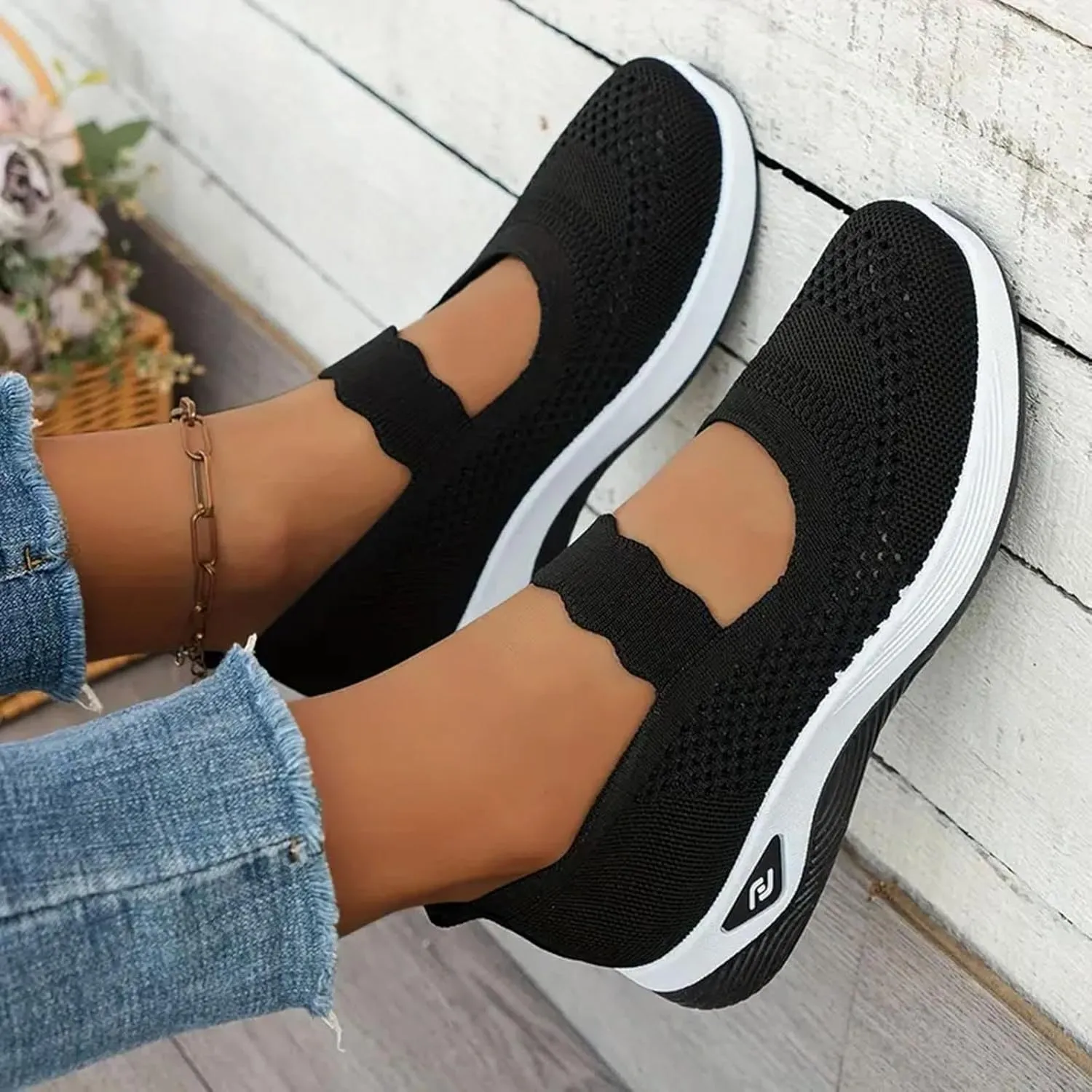 ZSpzx 2025 Women's Casual Sneakers Arch Support Mesh Low Top Orthopedic Runing Shoes Wedge Lightweight Breathable Sneaker with Elastic Strap Slip on Tennis Boat Shoes for Gym Travel Work Walk