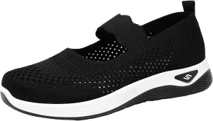 ZSpzx 2025 Women's Casual Sneakers Arch Support Mesh Low Top Orthopedic Runing Shoes Wedge Lightweight Breathable Sneaker with Elastic Strap Slip on Tennis Boat Shoes for Gym Travel Work Walk