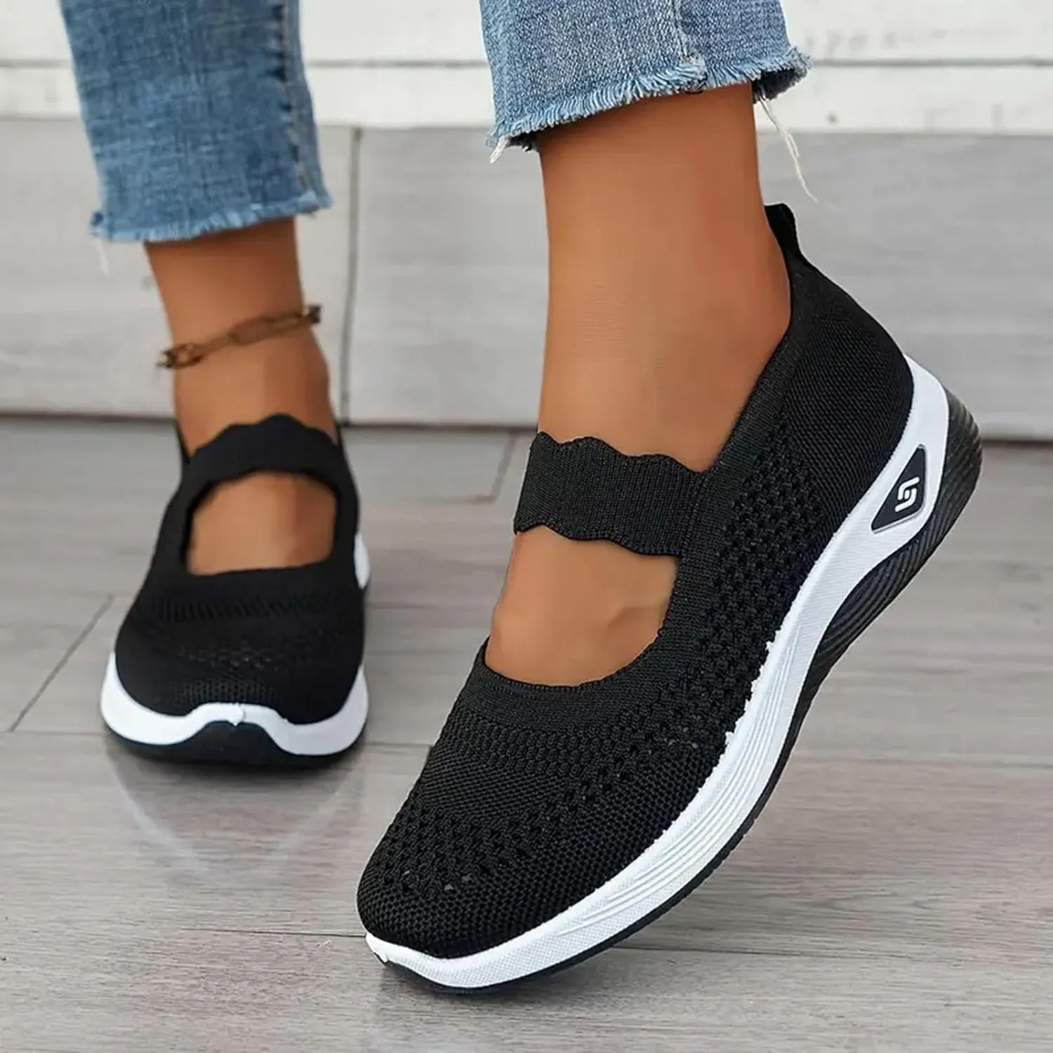 ZSpzx 2025 Women's Casual Sneakers Arch Support Mesh Low Top Orthopedic Runing Shoes Wedge Lightweight Breathable Sneaker with Elastic Strap Slip on Tennis Boat Shoes for Gym Travel Work Walk